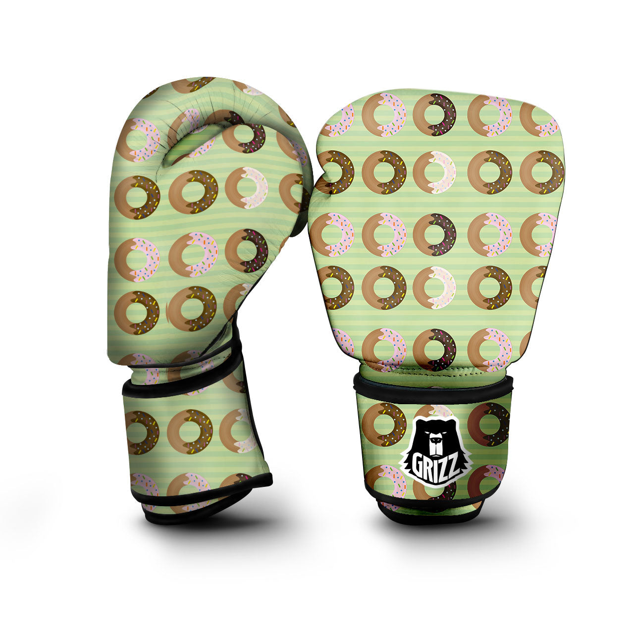 Donut Striped Green Print Pattern Boxing Gloves-grizzshop
