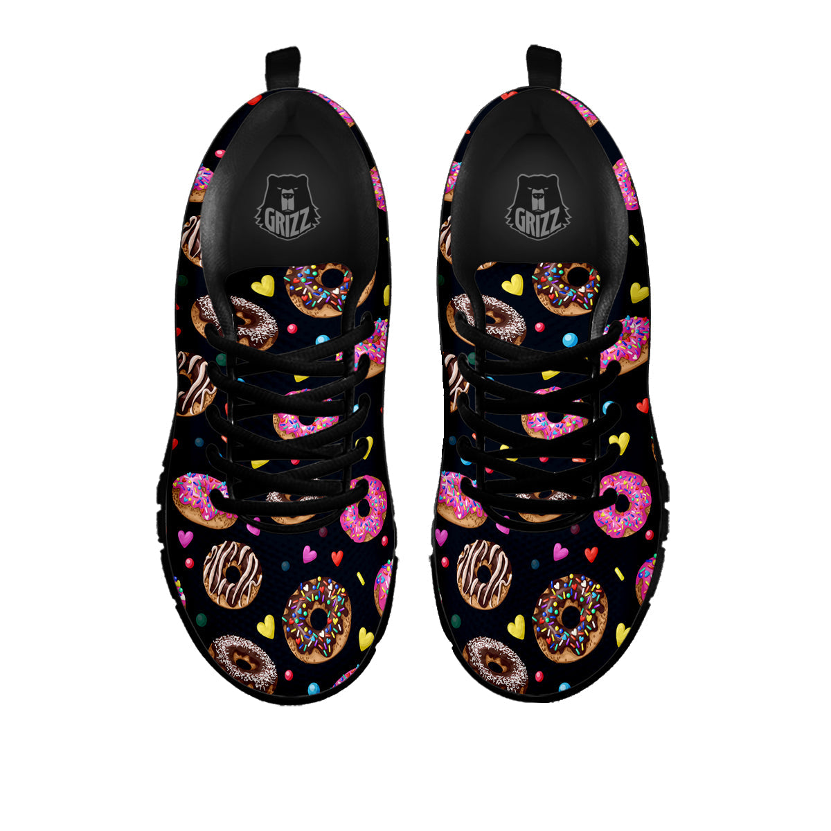 Donut Yummy Print Pattern Black Sneaker-grizzshop