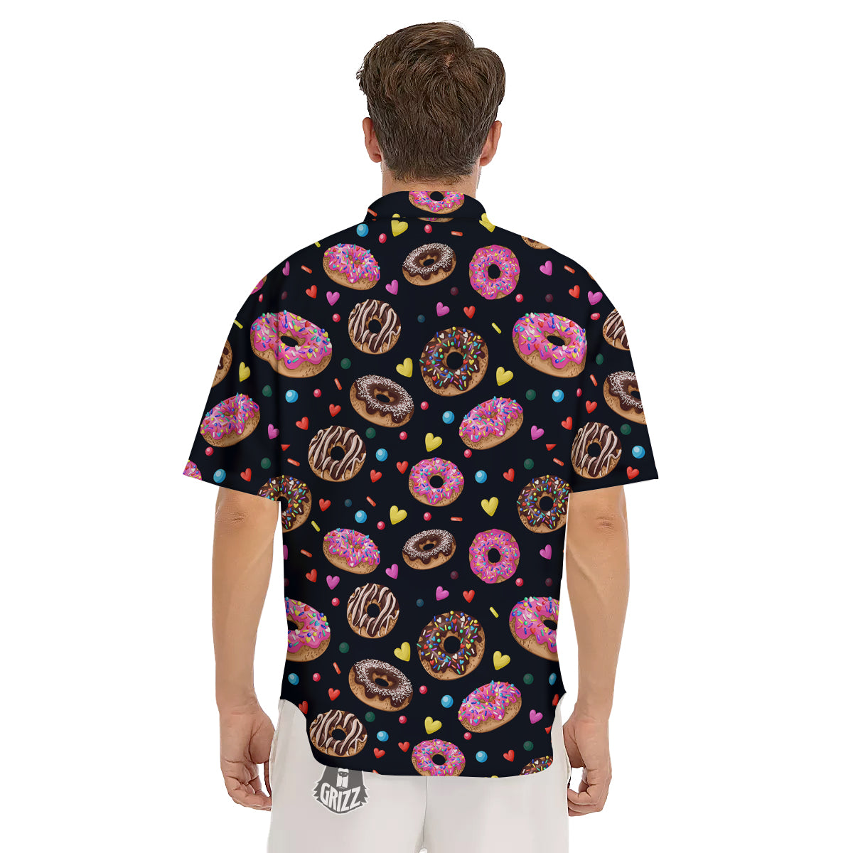 Donut Yummy Print Pattern Men's Short Sleeve Shirts-grizzshop