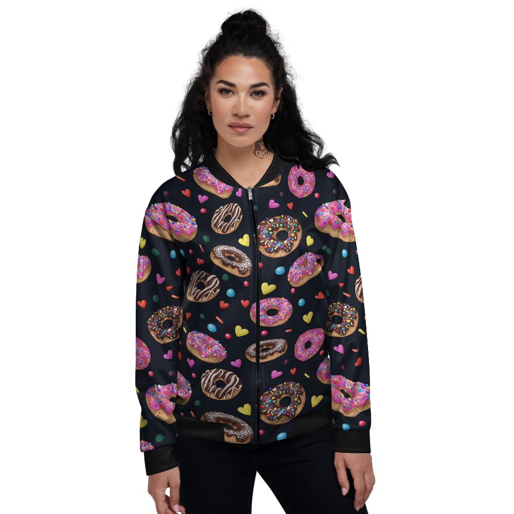 Donut Yummy Print Pattern Women's Bomber Jacket-grizzshop