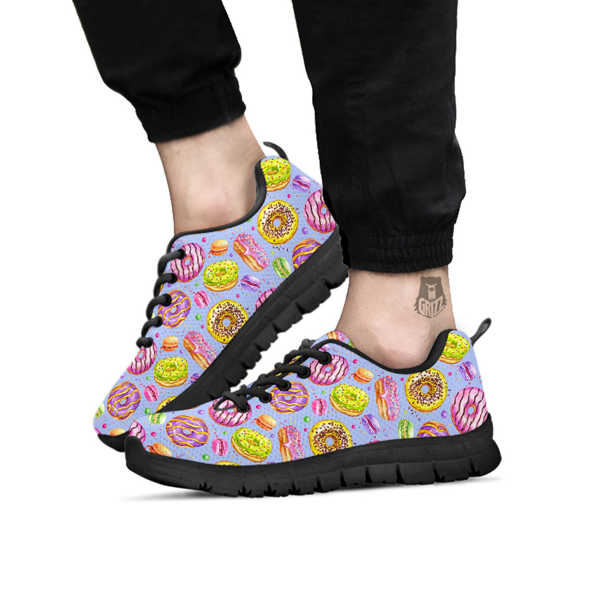 Donuts Print Pattern Black Sneaker-grizzshop