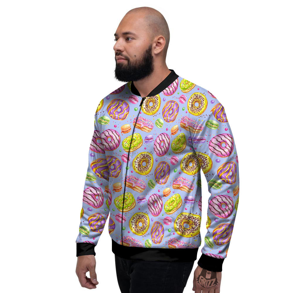 Donuts Print Pattern Men's Bomber Jacket-grizzshop