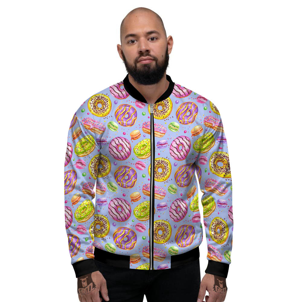 Donuts Print Pattern Men's Bomber Jacket-grizzshop