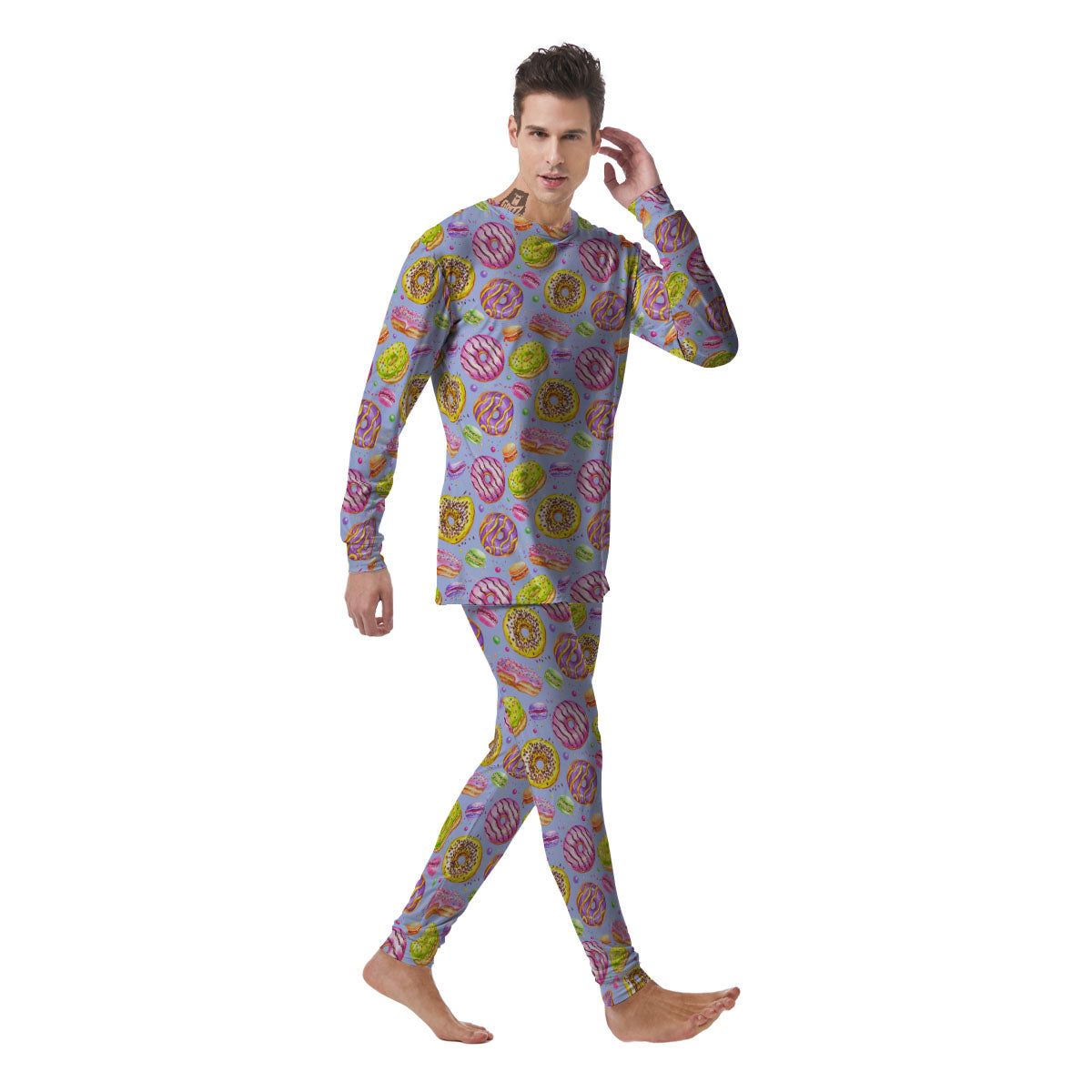 Donuts Print Pattern Men's Pajamas-grizzshop