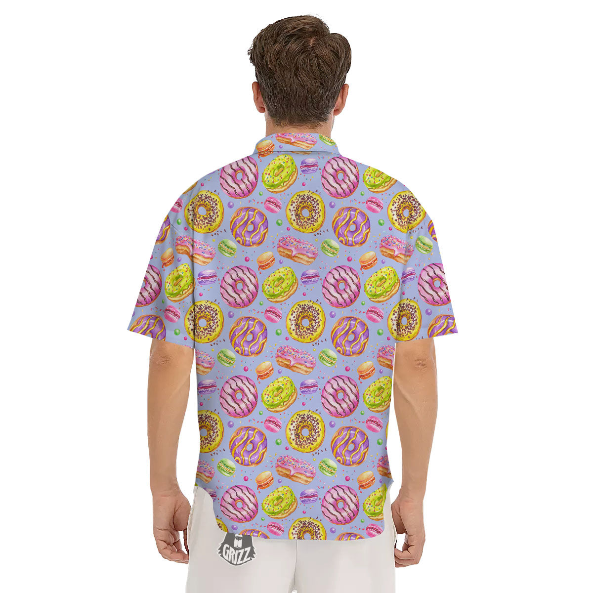 Donuts Print Pattern Men's Short Sleeve Shirts-grizzshop