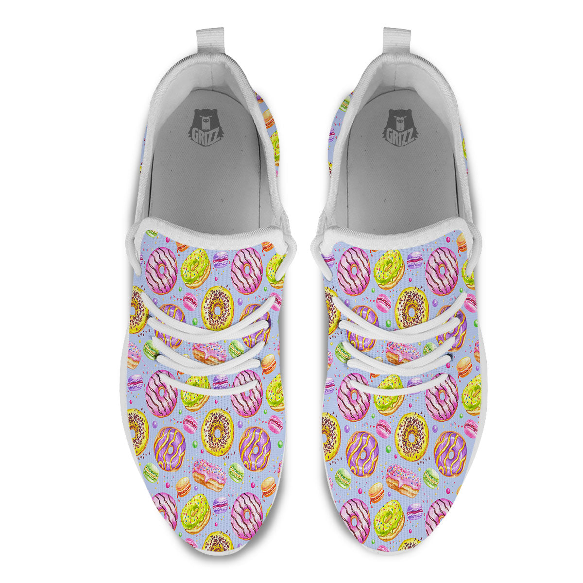 Donuts Print Pattern White Athletic Shoes-grizzshop