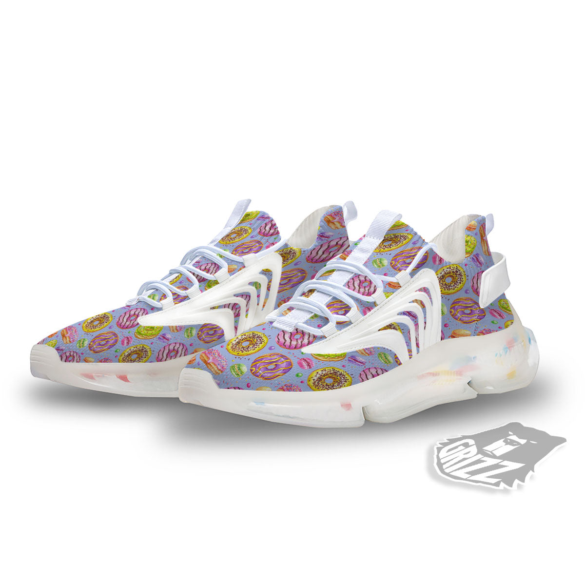 Donuts Print Pattern White Gym Shoes-grizzshop