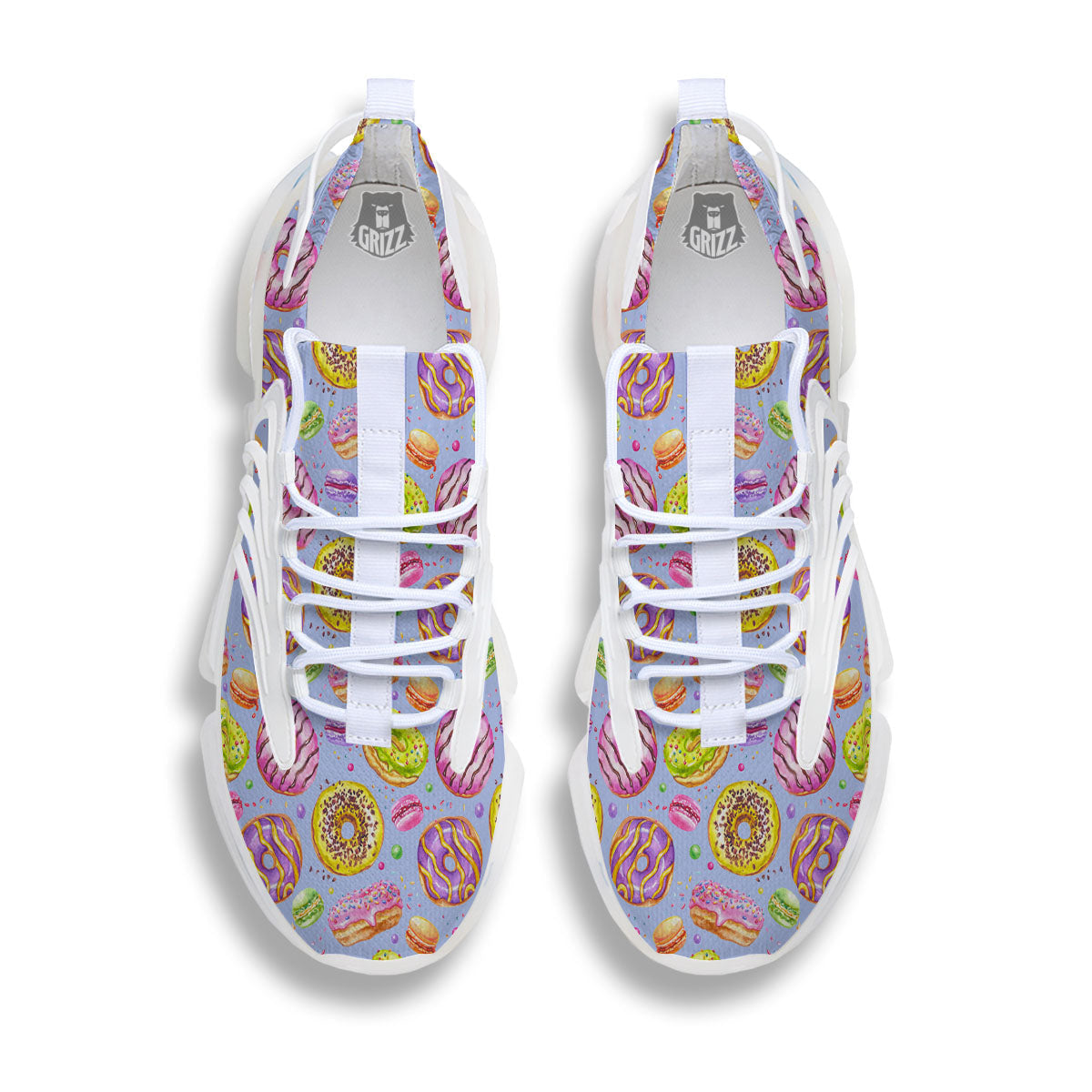 Donuts Print Pattern White Gym Shoes-grizzshop