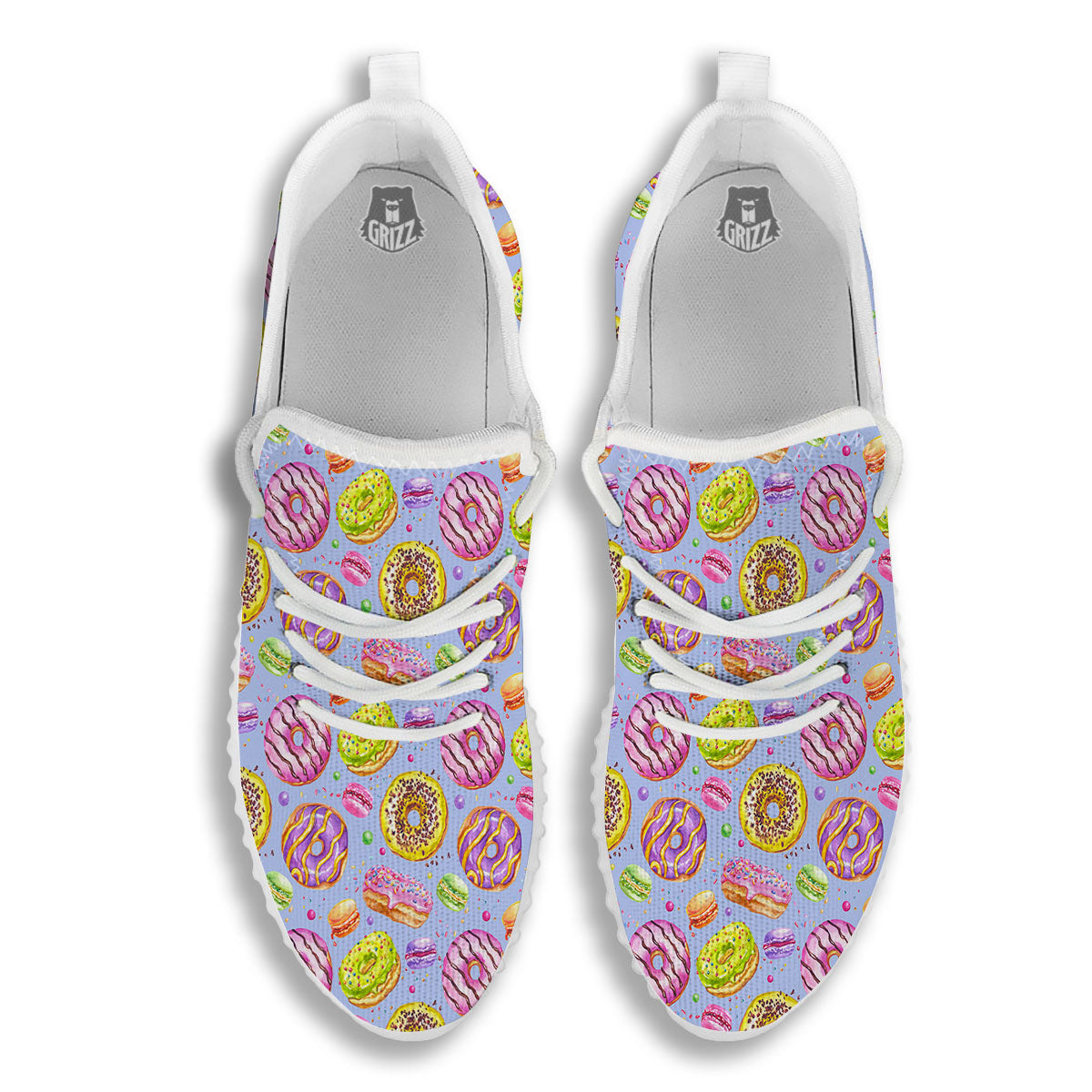 Donuts Print Pattern White Walking Shoes-grizzshop