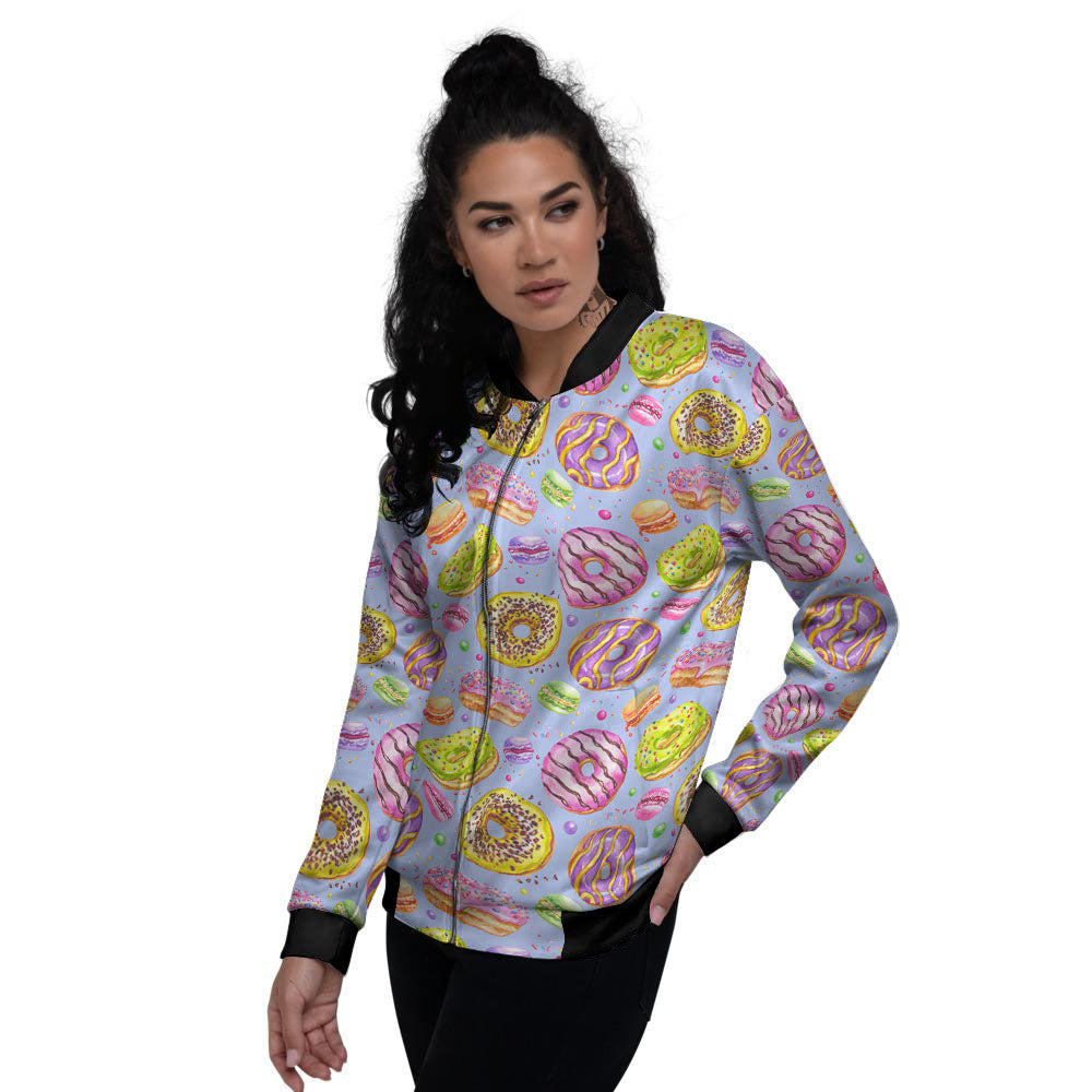 Donuts Print Pattern Women's Bomber Jacket-grizzshop