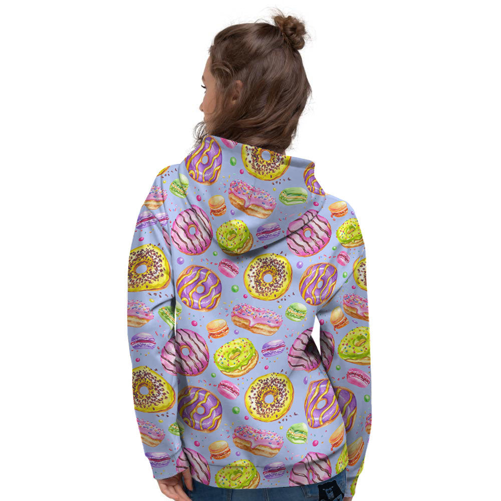 Donuts Print Pattern Women's Hoodie-grizzshop