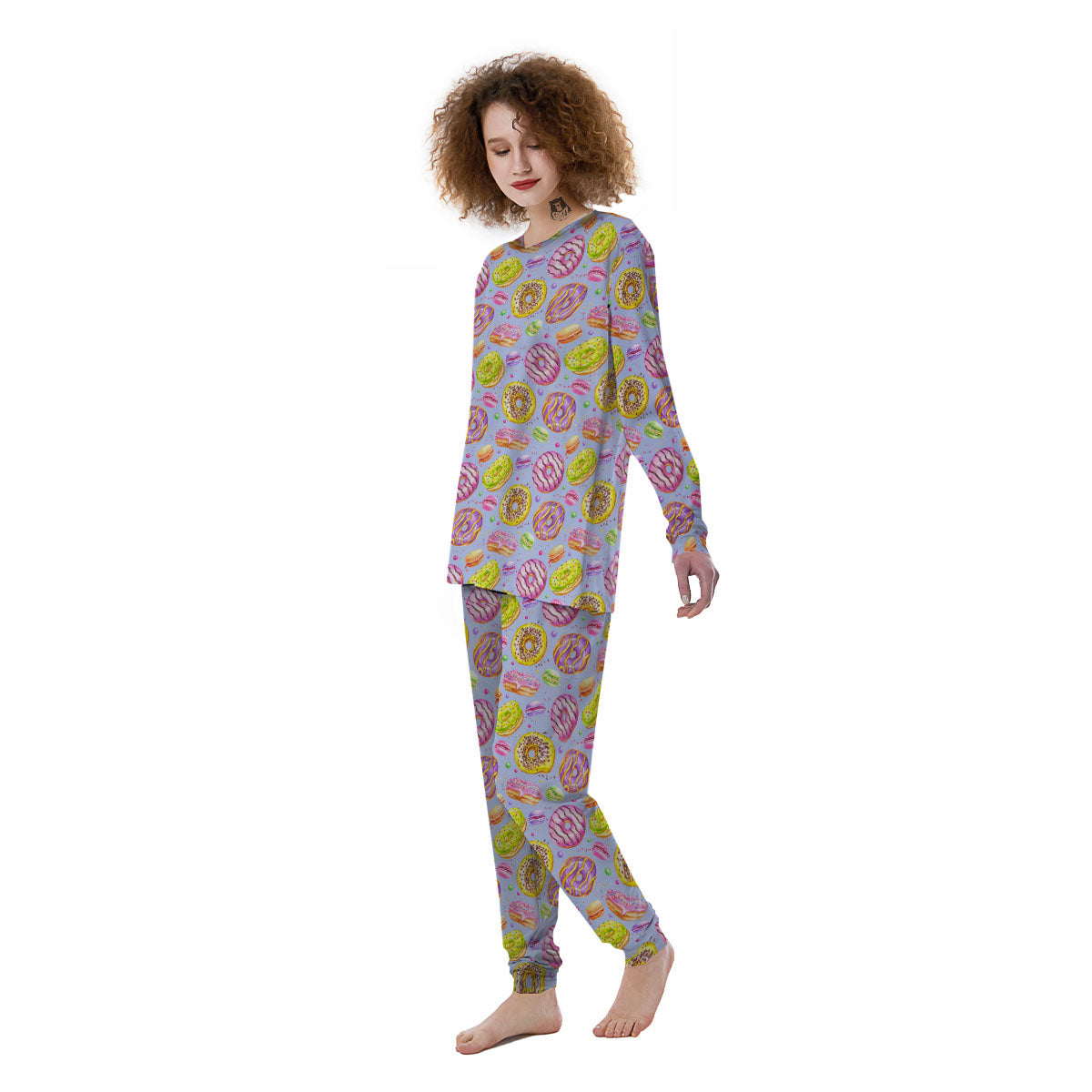 Donuts Print Pattern Women's Pajamas-grizzshop