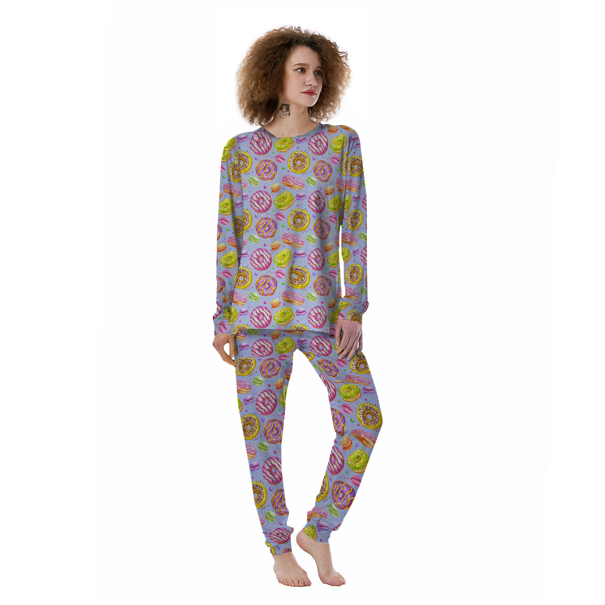 Donuts Print Pattern Women's Pajamas-grizzshop