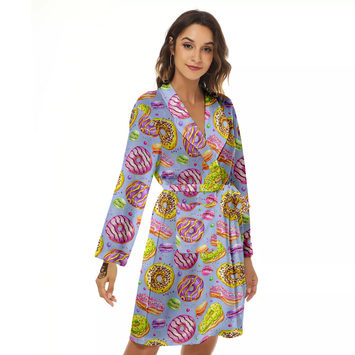 Donuts Print Pattern Women's Robe-grizzshop