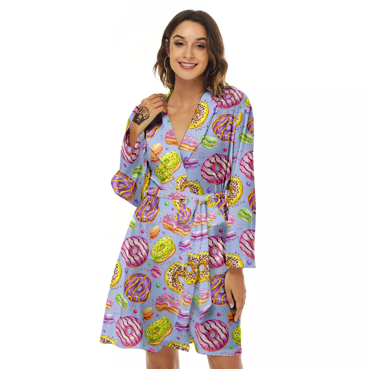 Donuts Print Pattern Women's Robe-grizzshop