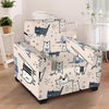 Doodle Cat Print Armchair Cover-grizzshop