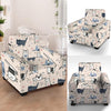 Doodle Cat Print Armchair Cover-grizzshop