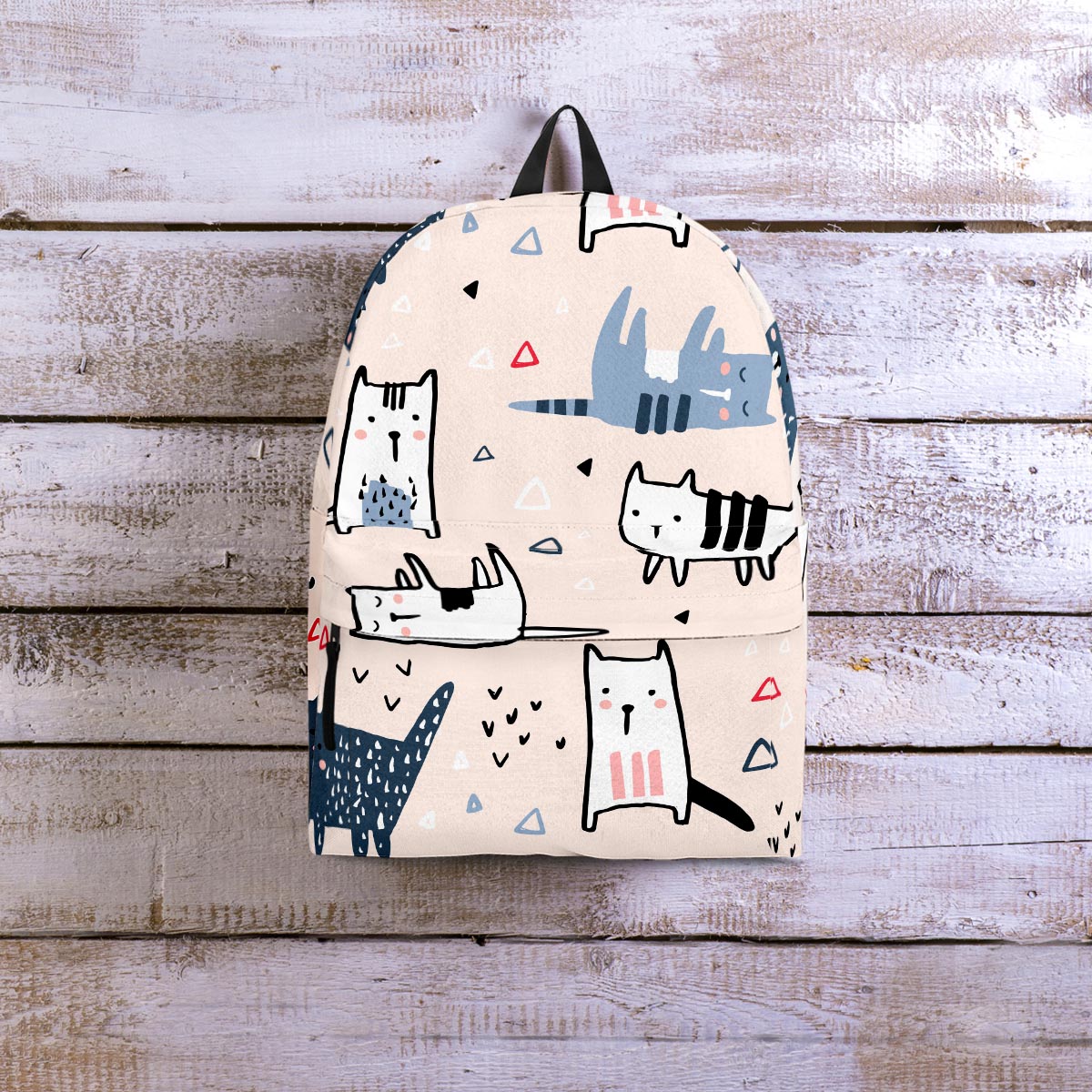 Doodle Cat Print Backpack-grizzshop