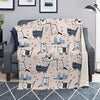 Doodle Cat Print Blanket-grizzshop