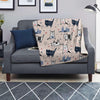 Doodle Cat Print Blanket-grizzshop