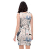 Doodle Cat Print Bodycon Dress-grizzshop