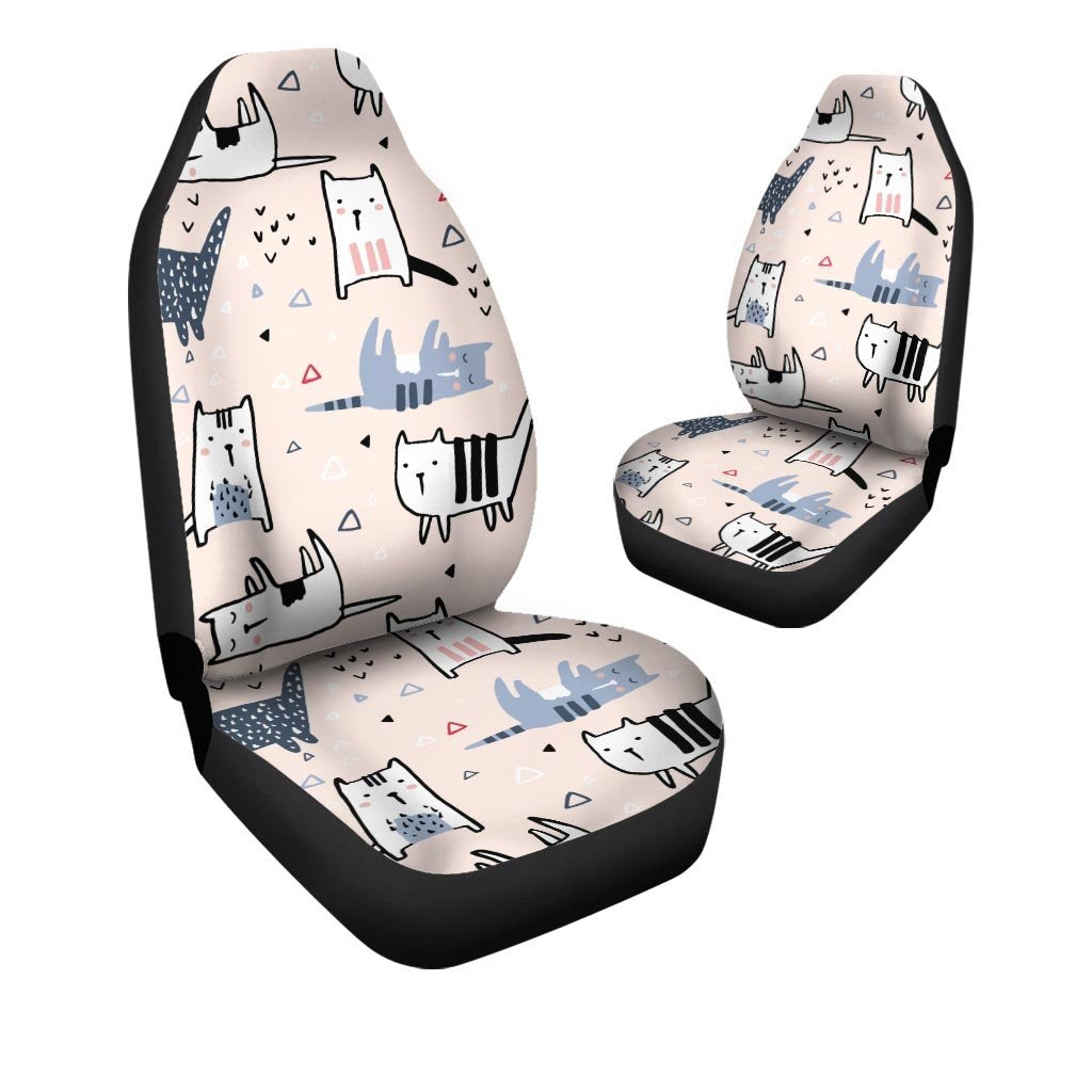 Doodle Cat Print Car Seat Covers-grizzshop