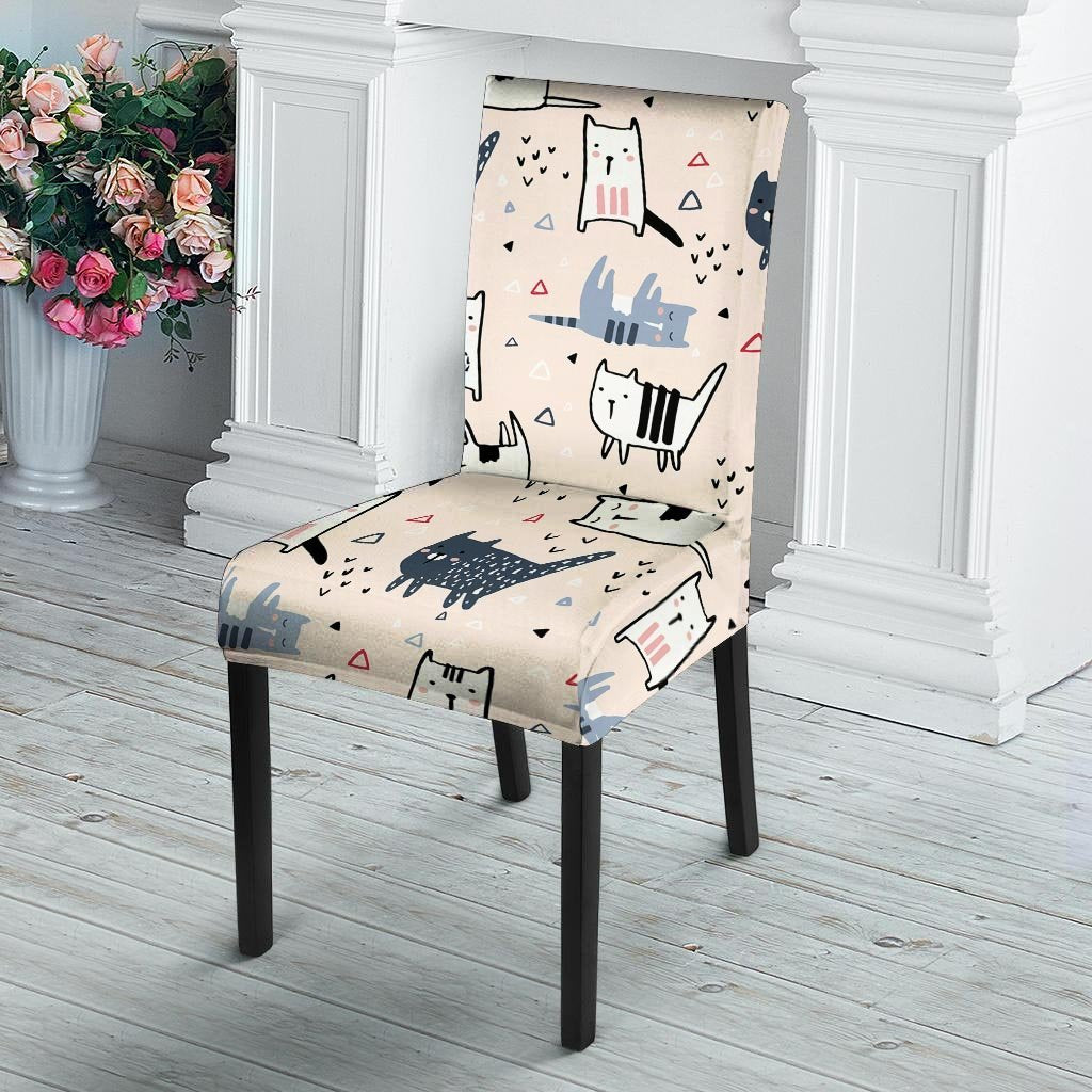 Doodle Cat Print Chair Cover-grizzshop