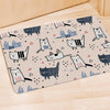 Doodle Cat Print Door Mat-grizzshop