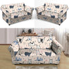 Doodle Cat Print Loveseat Cover-grizzshop