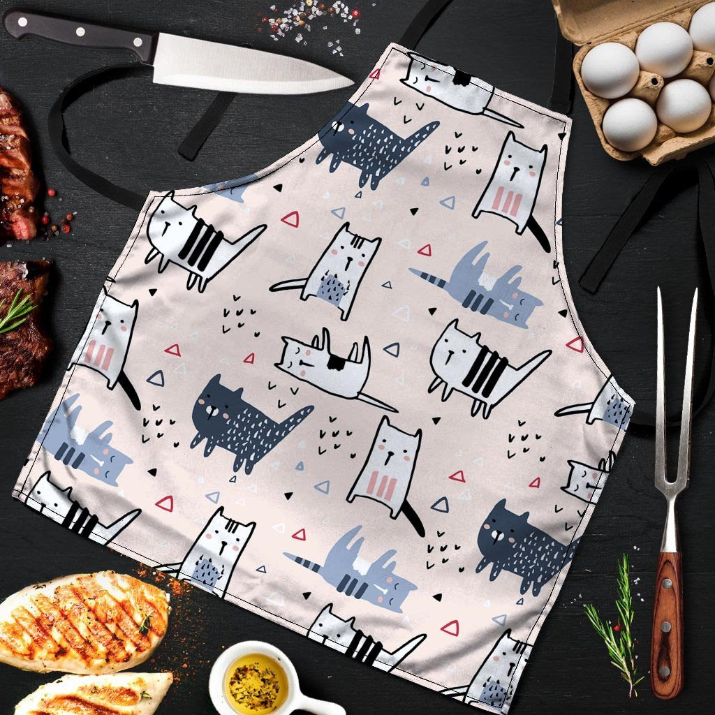 Doodle Cat Print Men's Apron-grizzshop