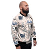 Doodle Cat Print Men's Bomber Jacket-grizzshop