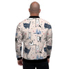 Doodle Cat Print Men's Bomber Jacket-grizzshop