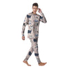 Doodle Cat Print Men's Pajamas-grizzshop