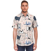 Doodle Cat Print Men's Short Sleeve Shirt-grizzshop