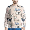 Doodle Cat Print Men's Sweatshirt-grizzshop