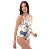 Doodle Cat Print One Piece Swimsuite-grizzshop