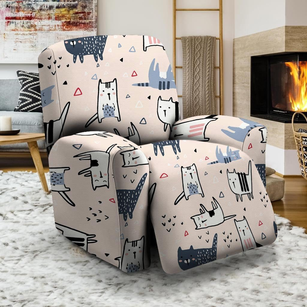 Doodle Cat Print Recliner Cover-grizzshop