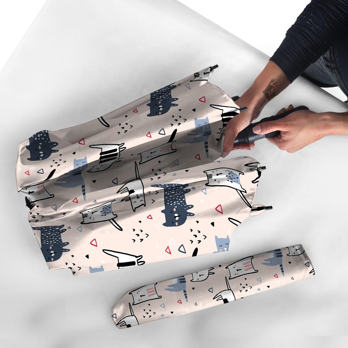 Doodle Cat Print Umbrella-grizzshop