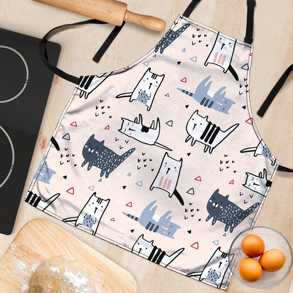 Doodle Cat Print Women's Apron-grizzshop