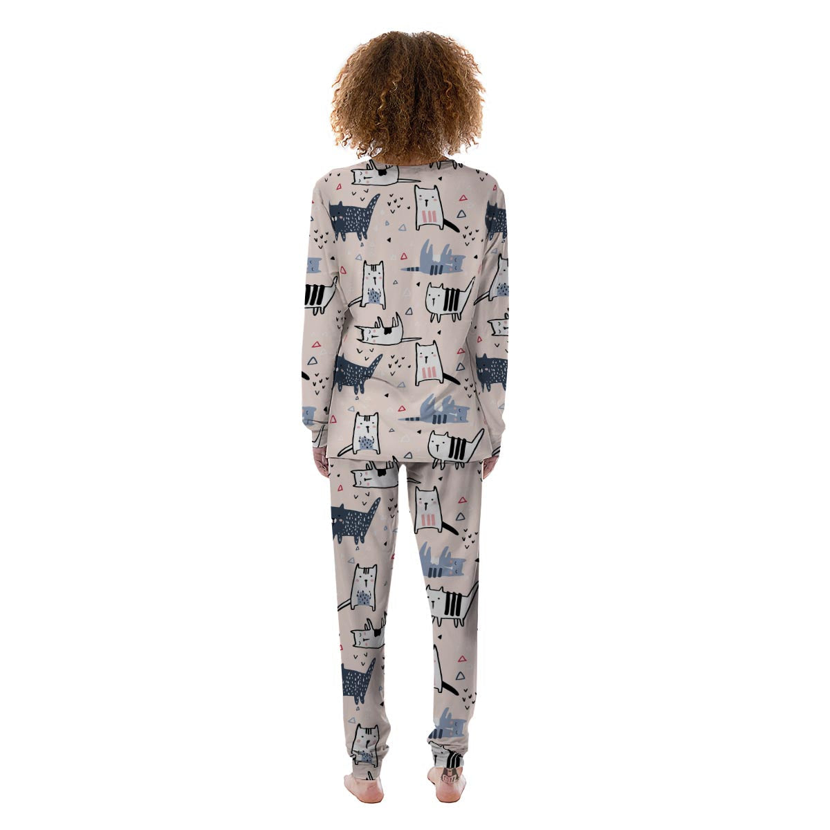 Doodle Cat Print Women's Pajamas-grizzshop