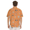 Doodle Dog Orange Print Pattern Men's Short Sleeve Shirts-grizzshop