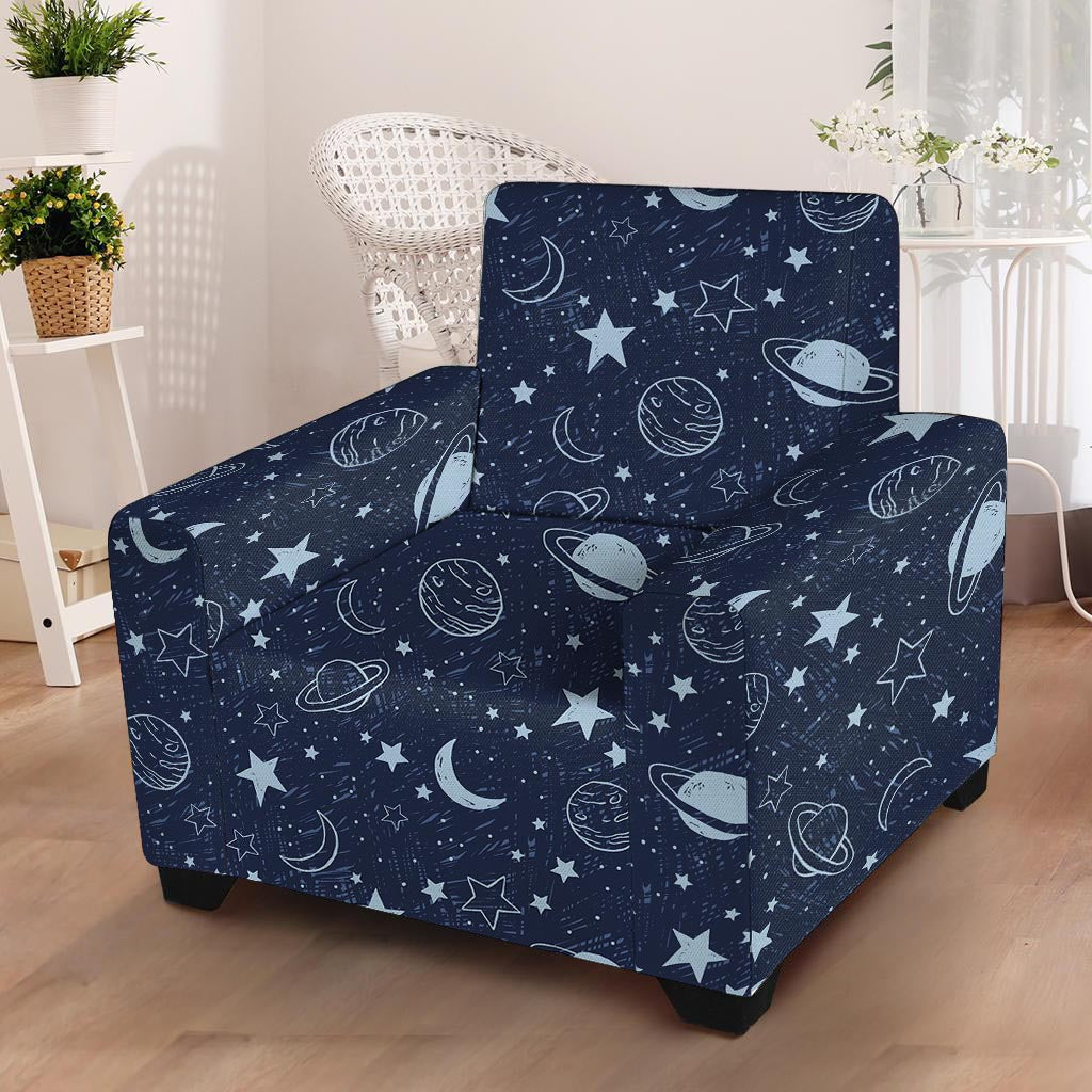 Doodle Galaxy Space Armchair Cover-grizzshop