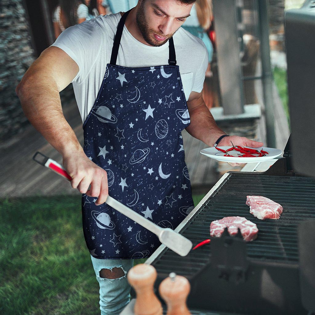 Doodle Galaxy Space Men's Apron-grizzshop