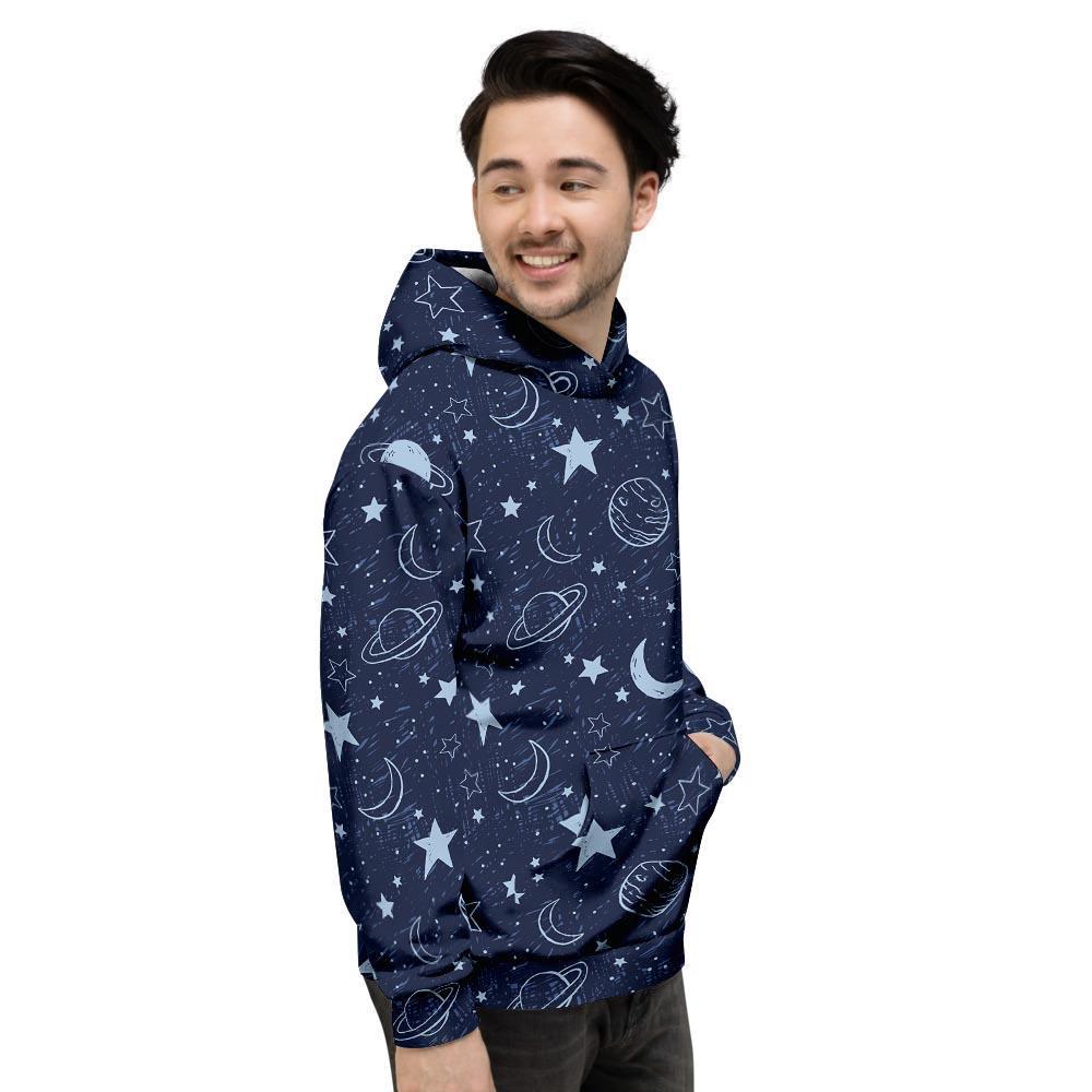 Doodle Galaxy Space Men's Hoodie-grizzshop