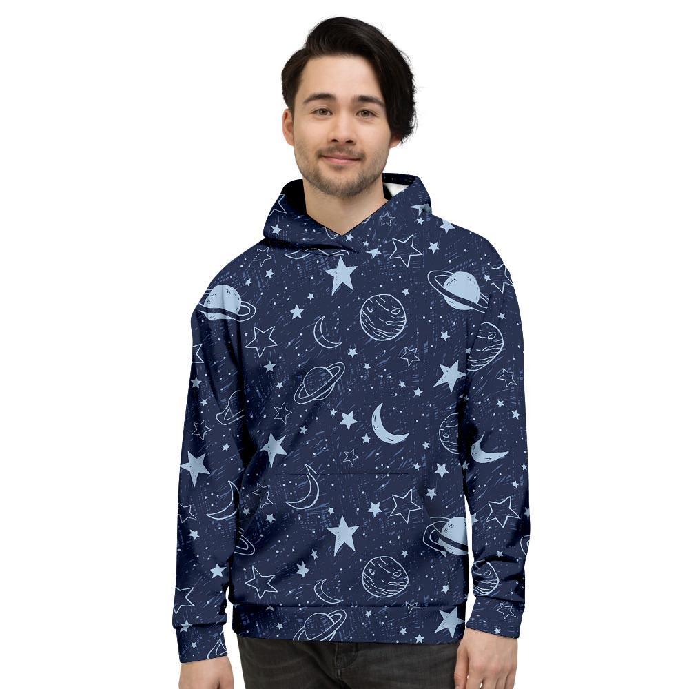 Doodle Galaxy Space Men's Hoodie-grizzshop