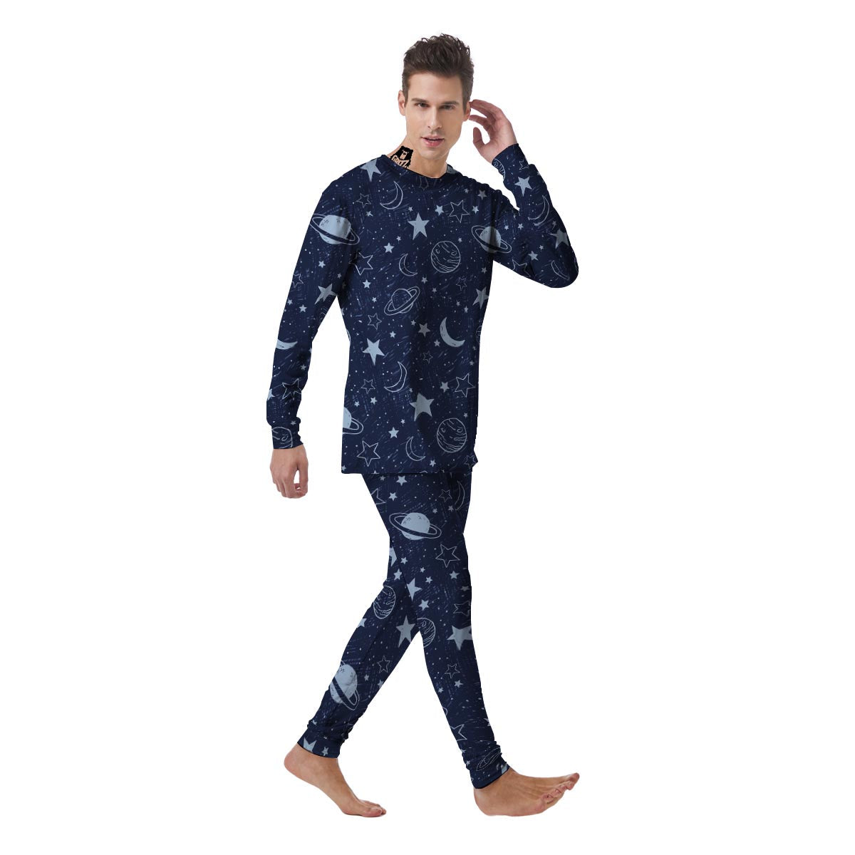 Doodle Galaxy Space Men's Pajamas-grizzshop