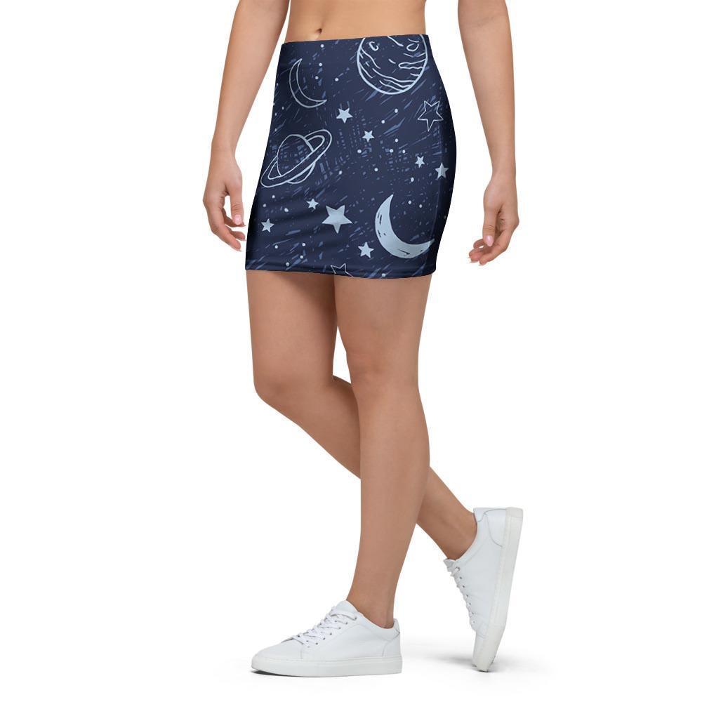 Doodle Galaxy Space Mini Skirt-grizzshop