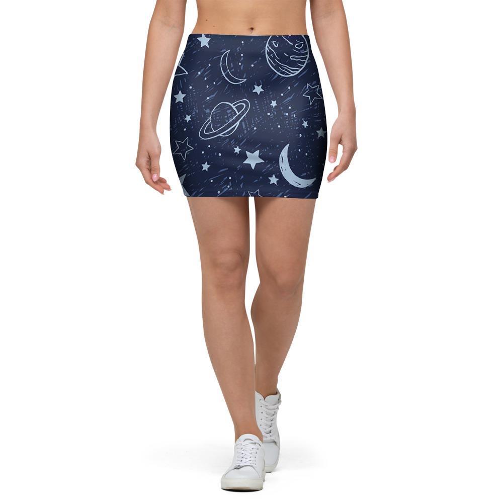 Doodle Galaxy Space Mini Skirt-grizzshop