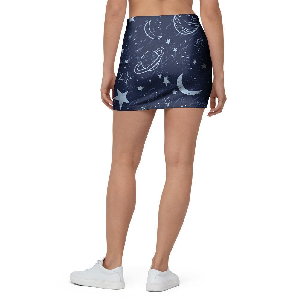 Doodle Galaxy Space Mini Skirt-grizzshop