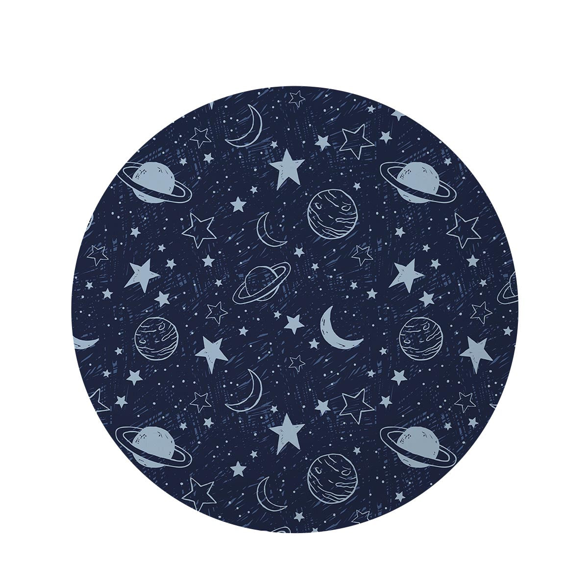 Doodle Galaxy Space Round Rug-grizzshop